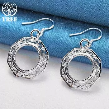 Ювелирные изделия из стерлингового серебра 925 пробы с круглыми круглыми серьгами-каплями