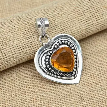 Ювелирные изделия из стерлингового серебра 925 пробы с медовым топазом на День благодарения, подвеска ручной работы 1.77Inches оранжевый
