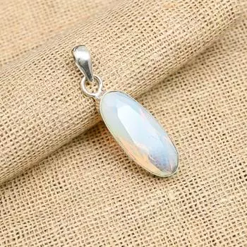 Ювелирные изделия из стерлингового серебра 925 пробы с молочным опалом ручной работы, прекрасный кулон для женщин 1.75 Inches белый