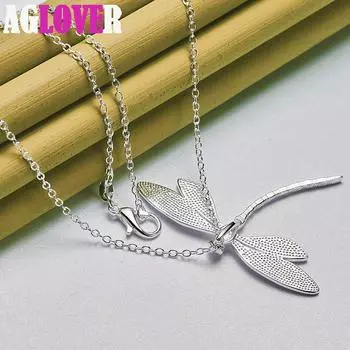 Ювелирные изделия из стерлингового серебра 925 пробы с подвеской в виде большой стрекозы 45cm