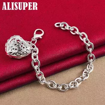 Ювелирные изделия из стерлингового серебра 925 пробы с подвеской в виде полого сердца 20cm