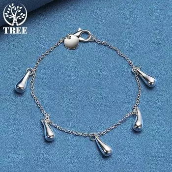 Ювелирные изделия из стерлингового серебра 925 пробы с пятью каплями воды и дождевой каплей 20cm