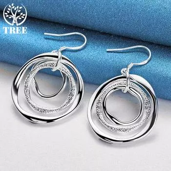 Ювелирные изделия из стерлингового серебра 925 пробы с тремя кругами-капельками