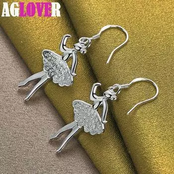 Ювелирные изделия из стерлингового серебра 925 пробы: серьги-капли «Танцующая девушка» 4.80*1.60cm