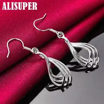 Ювелирные изделия из стерлингового серебра 925 пробы, третья линия, серьги с каплями воды 3.70*1.30cm