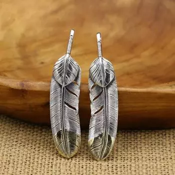 Ювелирные изделия из стерлингового серебра S925, ретро тайский серебряный кулон, простой латунный кулон с перьями для мужчин и женщин