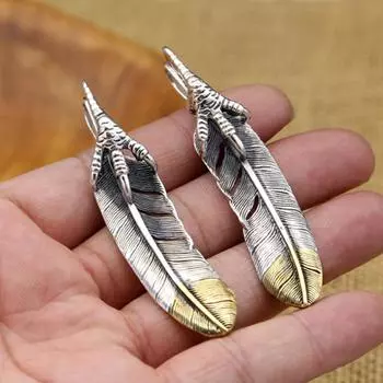 Ювелирные изделия из стерлингового серебра S925 в стиле ретро, тайское серебро, ручная работа, подвеска с перьями в виде орлиных когтей, популярная мужская и женская подвеска