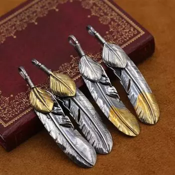 Ювелирные изделия из стерлингового серебра S925 в стиле ретро, тайский серебряный окрашенный свитер, кулон, мужской и женский кулон с перьями
