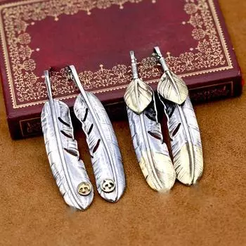 Ювелирные изделия из стерлингового серебра S925 в стиле ретро, тайский серебряный кулон с перьями, индивидуальный кулон-цепочка для мужчин и женщин, свитер-цепочка