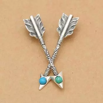 Ювелирные изделия из стерлингового серебра S925 в национальном стиле, индивидуальный лук с перьями и стрелами, ретро популярный кулон