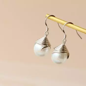 Ювелирные изделия из стерлингового серебра Украшение для ушей Модные серьги из стерлингового серебра Бусы Капли воды из белого гриба Противоаллергические серьги из стерлингового серебра 925 пробы