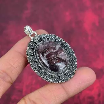 Ювелирные изделия из сумасшедшего кружевного агата, кулон из цельного серебра 925 пробы, кулон ручной работы, новейший дизайн, ювелирное украшение в подарок жене 2.12 Inches коричневый