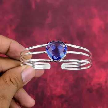 Ювелирные изделия из танзанита 925 пробы, великолепные браслеты ручной работы, новейшие дизайнерские ювелирные изделия из драгоценных камней для женщин Adjustable синий