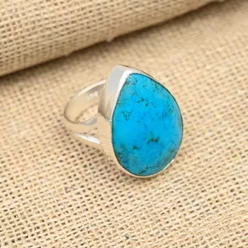 Ювелирные изделия из тибетского бирюзового камня ручной работы из стерлингового серебра 925 пробы на День Благодарения 4 синий