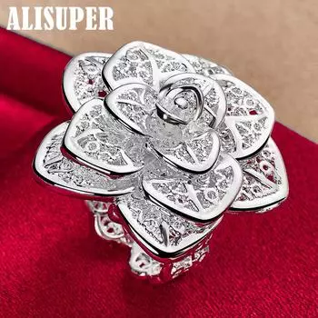 Ювелирные изделия из трехъярусного кольца с цветком из стерлингового серебра 925 пробы