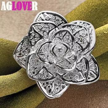 Ювелирные изделия из трехъярусного кольца с цветком из стерлингового серебра 925 пробы