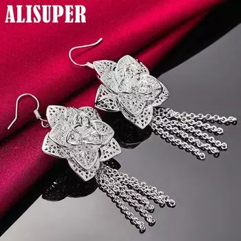 Ювелирные изделия из трехслойного серебра 925 пробы с подвесками в форме цветка