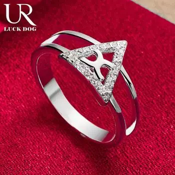 Ювелирные изделия из треугольного кольца из стерлингового серебра 925 пробы с цирконом AAA 7#