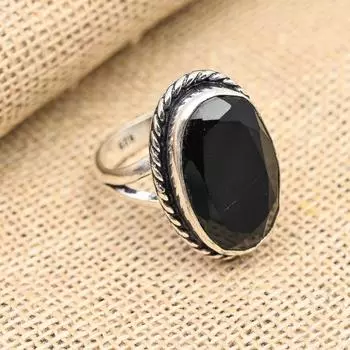 Ювелирные изделия из твердого серебра 925 пробы с черной шпинелью и драгоценным камнем ручной работы 4 чёрный