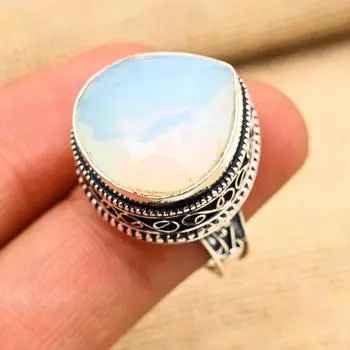 Ювелирные изделия из твердого серебра 925 пробы с чудесным молочным опалом и драгоценным камнем ручной работы 4 белый