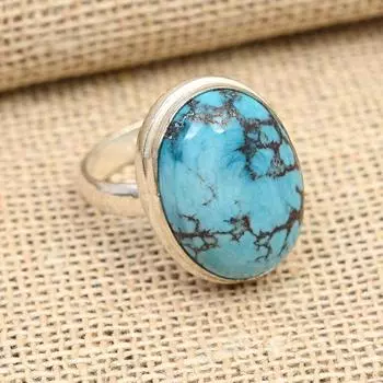 Ювелирные изделия из твердого серебра 925 пробы с синим бирюзовым драгоценным камнем ручной работы 4 синий