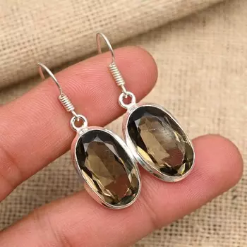 Ювелирные изделия из твердого серебра 925 пробы с дымчатым топазом и драгоценным камнем ручной работы 1.57 Inches оранжевый