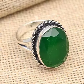 Ювелирные изделия из твердого серебра 925 пробы с граненым зеленым ониксом и драгоценным камнем ручной работы 4 зелёный