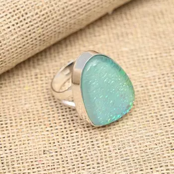 Ювелирные изделия из твердого серебра 925 пробы с синим австралийским тройным опалом и драгоценным камнем ручной работы 4 синий