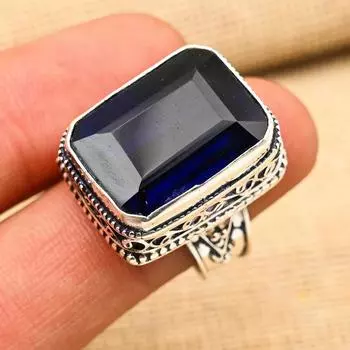 Ювелирные изделия из твердого серебра 925 пробы с чудесным синим сапфиром и драгоценным камнем ручной работы 4 синий