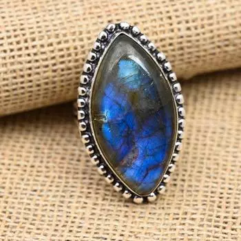 Ювелирные изделия из твердого серебра 925 пробы с лабрадоритом и драгоценным камнем ручной работы 4 синий