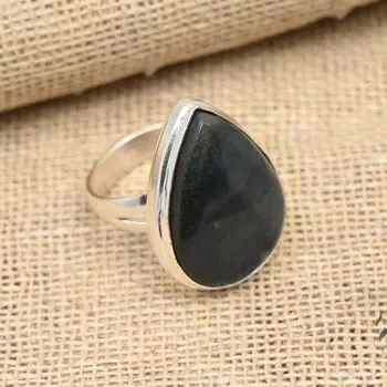 Ювелирные изделия из твердого серебра 925 пробы с лабрадоритом и драгоценным камнем ручной работы 4 синий