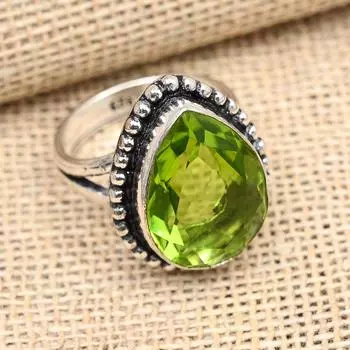 Ювелирные изделия из твердого серебра 925 пробы с драгоценным камнем перидот ручной работы 4 зелёный