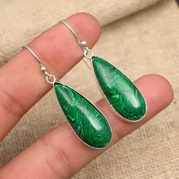 Ювелирные изделия из удивительного малахитового драгоценного камня ручной работы из стерлингового серебра 925 пробы 1.57 Inches зелёный