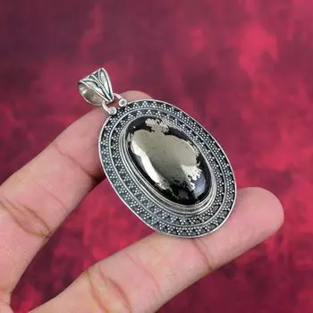 Ювелирные изделия из золотого пирита, подвеска ручной работы, 925 пробы, серебряная подвеска для нее, очаровательные дизайнерские украшения с драгоценными камнями для мамы 2.36 Inches золотистый