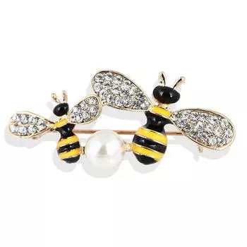 Ювелирные изделия Изысканная брошь в виде пчелы с бриллиантами, аксессуары для одежды высокого класса, жемчужная булавка для корсажа белый