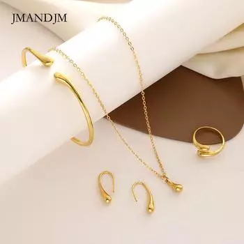 Ювелирные изделия Капля воды Ожерелье Четыре части Модный браслет Кольцо Серьги Ожерелье Универсальный комплект ювелирных изделий