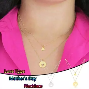 Ювелирные изделия ко Дню матери, персиковое ожерелье, ожерелье для матери и ребенка, женское ожерелье, ожерелье «Любовь», подарок на день матери золотой