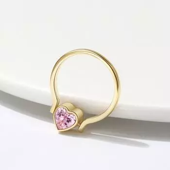 Ювелирные изделия Кольцо из серебра 925 пробы Кольцо с розовым персиковым сердечком, позолоченное 6