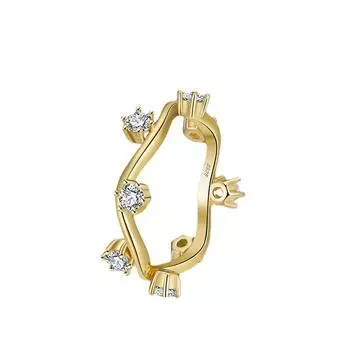 Ювелирные изделия Кольцо из стерлингового серебра S925, 14-каратное золото, 8 букв, модное кольцо с цирконием 4A, ювелирные изделия 5