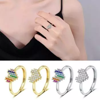 Ювелирные изделия Кольцо с радужным цирконом Promise Кольцо с имитацией бриллианта 14-каратное золото/серебро Кольца для женщин