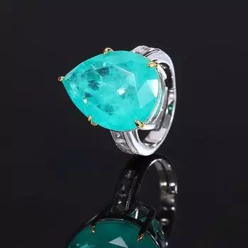 Ювелирные изделия Кольцо с розовым цирконием, цветное драгоценное кольцо Para Blue, открытое кольцо с изумрудным цирконом