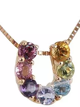 Ювелирные изделия Kotobuki 7 цветов Подкова Амулет Подвеска Ожерелье Удачи Шарм Ювелирные изделия K10PG Набор с Полировкой (Подарочная ткань)