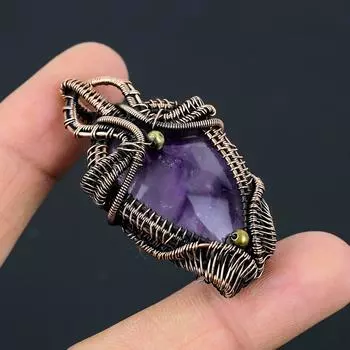 Ювелирные изделия красивого обруча медной проволоки драгоценной камня аметиста Хандмаде привесные для подарка 2.20 Inches фиолетовый
