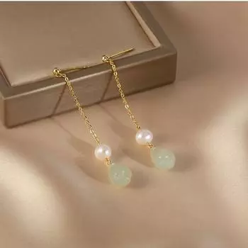 Ювелирные изделия Круглые серьги-подвески в китайском стиле Женские серьги-подвески с кисточками белый