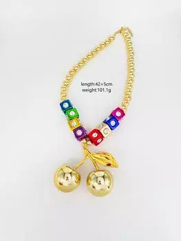 Ювелирные изделия Лидер продаж Ожерелье с фруктами и вишней Большое ожерелье с кулоном вишневого цвета золотой