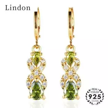 Ювелирные изделия Lindon серьги-капли с изумрудным цирконом в форме капли воды для женщин свадебные подарки серьги белый