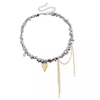 Ювелирные изделия Любовь бахрома кулон нерегулярные бусины ключицы цепь металлический дизайн ожерелье женский