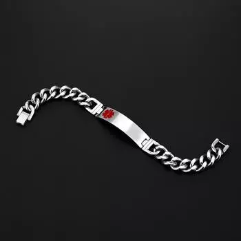 Ювелирные изделия, медицинский логотип, изогнутая пластина, браслет из нержавеющей стали, украшения из титановой стали 22cm