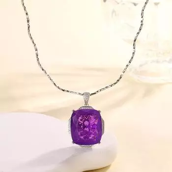 Ювелирные изделия Медное дно Позолоченная Имитация Цветной Сокровище Толстый Прямоугольный 20 * 23 Модная Подвеска Ожерелье