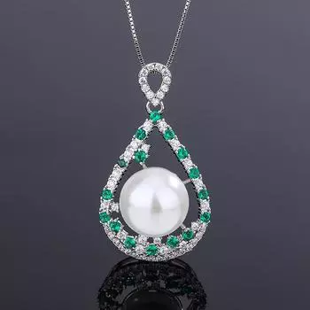 Ювелирные изделия Медное дно Позолоченные инкрустированные белые жемчужины Имитация бабушкиных зеленых бусин 16 мм 14 мм